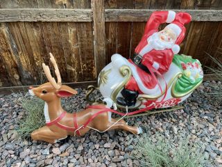 Vintage Empire Large Santa Sleigh & Reindeer Lighted Blow Mold