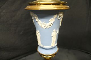 2 vintage Wedgwood Blue Jasperware And Brass Lamps No Shades Work - A6 5
