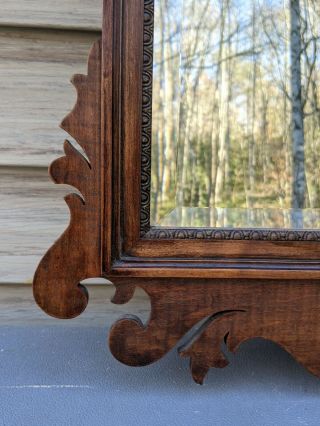 Vintage Solid Mahogany George III Chippendale - style Wall Mirror w/Ornate Molding 6