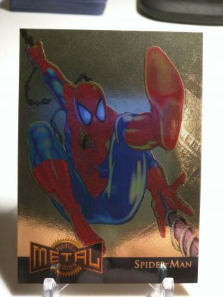 1995 Marvel Metal Gold Blaster 12 Of 18 Spider - Man Goldblaster 12