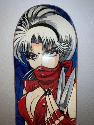Vintage Hook Ups Skateboard Deck RARE Anime Girl 1996 - 1997 Era 2