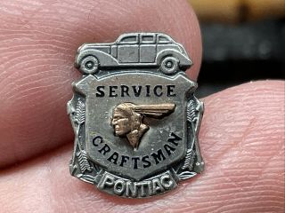 Pontiac Indian Brave Service Craftsman Sterling Rare Beauty Service Award Pin.