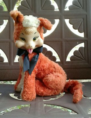 Vtg Rushton Rubber Face Fox 9 " Orange Toy Plush Dog Stuffed Animal