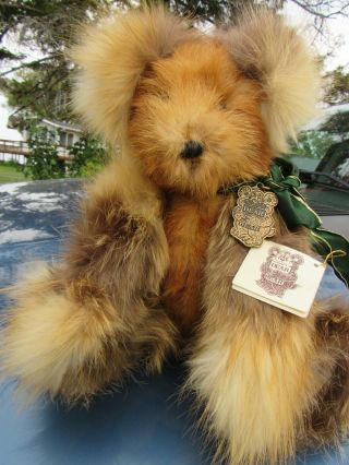 Vintage Teddy Bear 15 " Real Fur Red Fox Coat Artist Hand Crafted Bc Canada Ooak