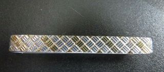 Vintage Tiffany & Co Sterling & 18k 750 Yellow Gold Textured Tie Bar Or Clasp
