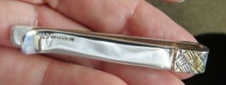 VINTAGE TIFFANY & CO STERLING & 18K 750 YELLOW GOLD TEXTURED TIE BAR OR CLASP 4