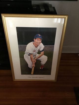 Ted Williams Lithograph By Armand Lamontagne Signed Framed