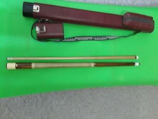 Old School Vintage Pool Cue With Wood Inlays 19 Or With Case