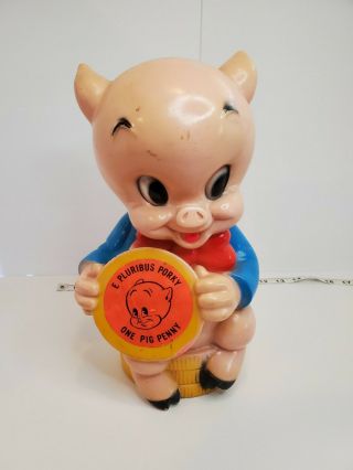 Vintage 1972 Porky Pig Hard Plastic Bank E Pluribus Porky York Warner Bros