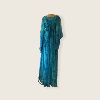 Vintage 70s Dress | 1970s Raksha Of Hindimp London Silk Kaftan | Made In India