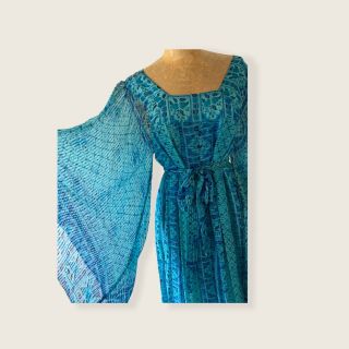Vintage 70s Dress | 1970s Raksha of Hindimp London Silk Kaftan | Made in India 5