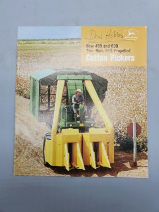Vintage John Deere Tractor Sales Brochure - 499 & 699 Two Row Cotton Picker