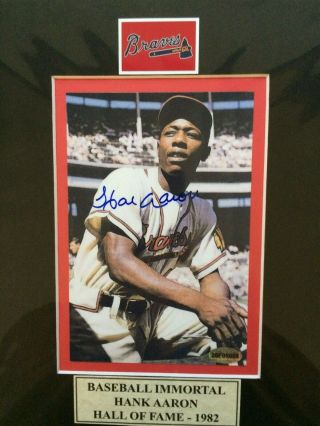 Hank Aaron Autograph 4x6 Matted To 8x10 Color Photo W/coa