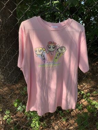 Vintage 2000 Powerpuff Girls T Shirt Cartoon Network Light Pink Men’s Size Large