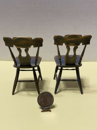 VTG Artist C MALON Aged Square Kitchen Table & Chairs Dollhouse Miniature 1:12 5
