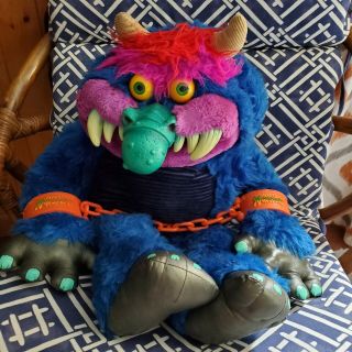 Vintage My Pet Monster Plush With Handcuffs 1986 Amtoy American Greetings