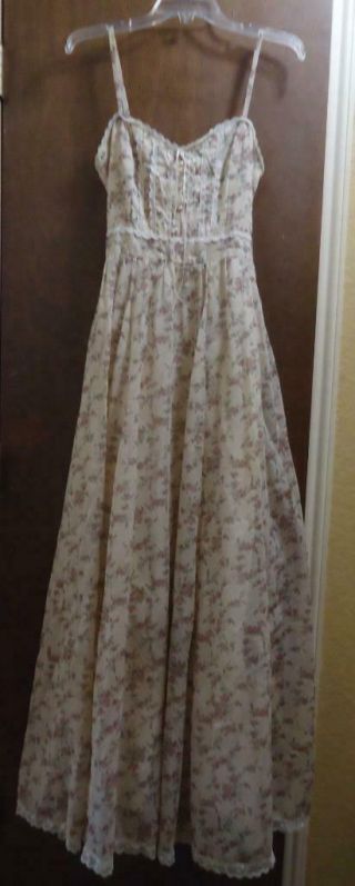 Vintage 70s Sun Maxi Dress By Gunne Sax Size 13 Floral Lace Cottagecore Peasant