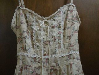 Vintage 70s Sun Maxi Dress by Gunne Sax Size 13 Floral Lace Cottagecore Peasant 2