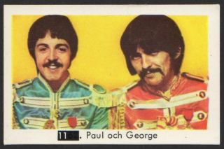 The Beatles Paul & George - 1968 Dutch Number In Black Square Set Gum Card 11.