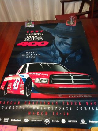 1997 Nascar Poster Richard Petty Florida Dodge Dealers 400 Pennzoil Bud 22x36 "