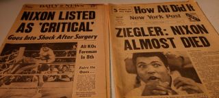 2 Muhammad Ali Vs George Foreman Vintage 1974 Newspapers In