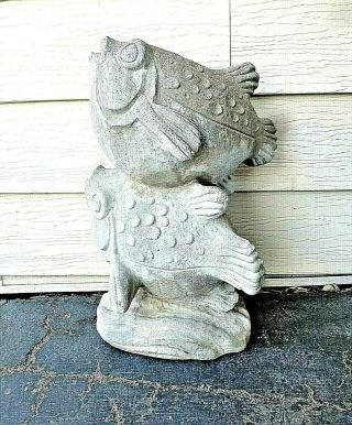 Vintage Cement Fish Fountain Spitter Garden Statue - For Pickup L.  A.  Area