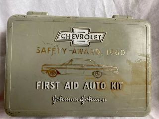 Vintage 1960 Chevrolet Impala Safety Award First Aid Auto Kit Johnson & Johnso