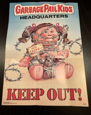 1986 Garbage Pail Kids Poster 6 “keep Out ” - Gpk - Vintage