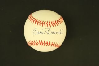 Eddie Basinski Single Signed Official Baseball Brooklyn Dodger Mli/coa (1)