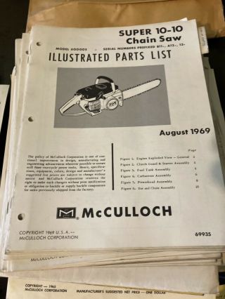 Vintage McCulloch Dealer Literature Stack 1950’s Thru 1970’s 4