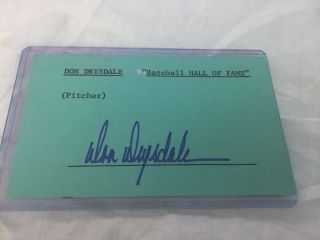 Don Drysdale Los Angeles Dodgers Signed Hof Index Card Crisp Auto & Unique