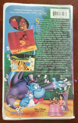 Rare vintage Walt Disney ' s Aladdin Black Diamond Classic VHS 1662 2
