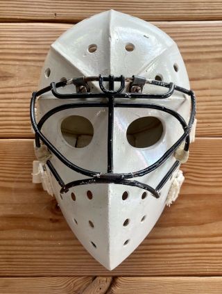 Vintage 70’s Jacques Plante Fibrosport Goalie Facemask Mask W/ Cutdown Hm30 Cage