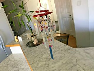 Vintage 1950s Hand Painted Glass Wind Chime (japan)