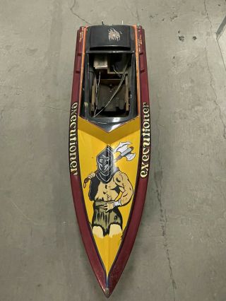 Vintage Rc Boat Vee V Hull Hand Painted Gold Leaf Executioner