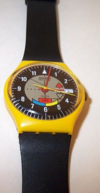 Unisex 1985 Vintage Swatch Watch Gj700 Yamaha Racer Yellow Black