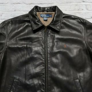 Vintage Polo Ralph Lauren Lambskin Leather Jacket Coat Size M Black 2