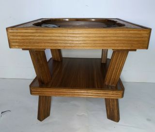 RESERVED: VTG German Black Forest 3D Hand Carved Painted Wood Table Mid Century 3