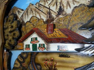 RESERVED: VTG German Black Forest 3D Hand Carved Painted Wood Table Mid Century 6