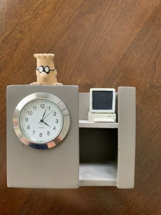 Rare Dilbert Comic Strip Desk Pen Pencil Holder Clock Needs Battery Colibri