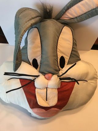 Nwt 1994 Looney Tunes Bugs Bunny Face Nylon Squishy Plush Stuffed Pillow Toy 33 "