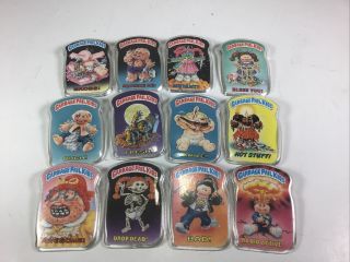 Complete Set Of 12 Vintage Garbage Pail Kids Buttons 1986 Topps Usa Pre - Owned