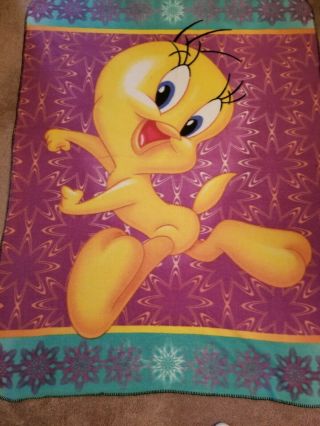 Vintage Tweety Bird Looney Tunes 50”x65” Fleece Throw Blanket 90s Warner Bros