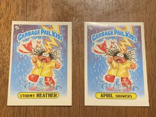 1985 Garbage Pail Kids Uk Mini Series 1 7a Stormy Heather 7b April Showers Os1