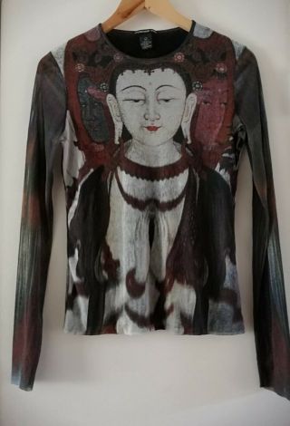 Vivienne Tam Buddha Vintage Long Sleeve Shirt.  Mesh Sleeves.  Size 3