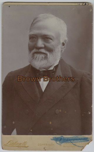 1900 Industrialist Philanthropist Andrew Carnegie Portrait Cabinet Photo 1 Bb