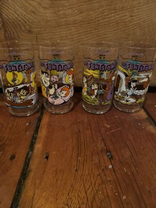 The Flinstones Glasses 1991 “the First 30 Years” Vintage Hardee’s Set Of 4
