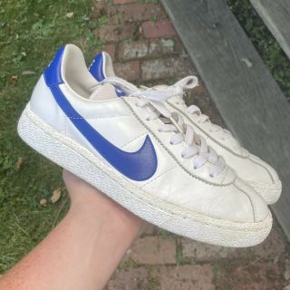 Vintage 1982 Nike Bruin White And Royal Blue In Size 7