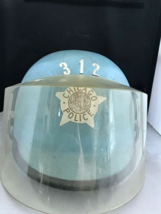 Vintage 1960 - 1970 " S Chicago Police Riot/motorcycle Helmet W/ Face Shield,  Retire