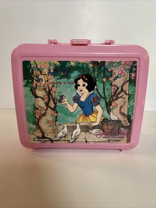 Vintage Pink Snow White Aladdin Lunch Box 1990s Disney Complete With Thermos